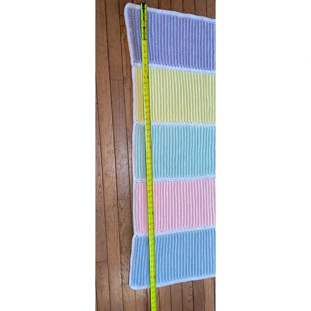 Baby Blanket Crochet Afghan Chevron Multi-color Pastels Handmade 50 x 62